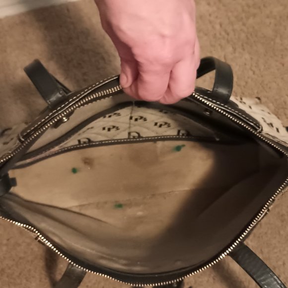 Vintage Dooney & Bourke Signature Grey & Black Logo Purse Shoulder Bag - Picture 11 of 12